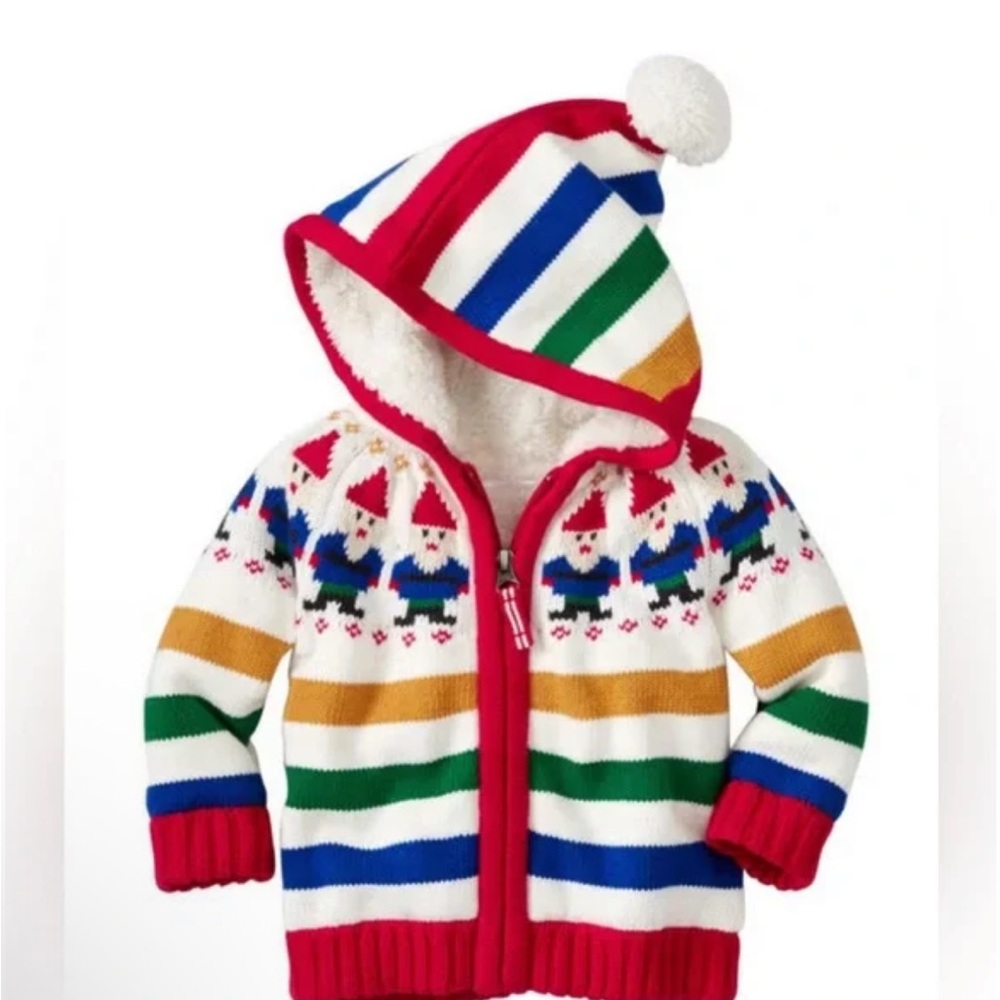 Hanna Anderson Fair Isle Toddler Sherpa Lined Sweater Jacket 18-24 M